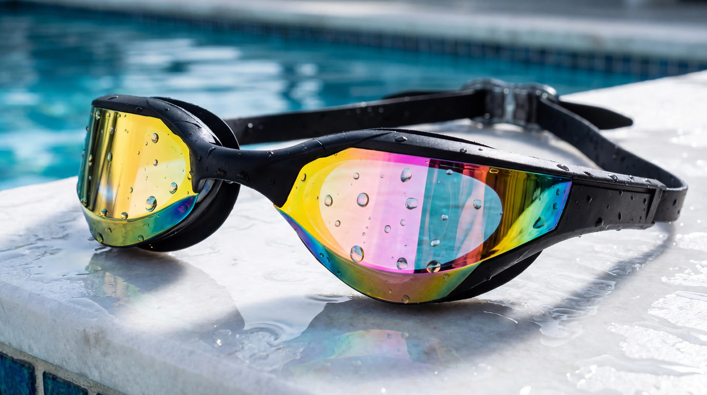 Blue Magic Mirror Gold — Custom Fit Swim Goggles